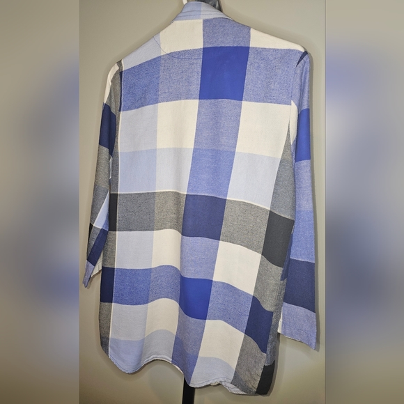 Old Navy Womens Size Large Blue White Checks Boyfriend Style Pajama Night Shirt - Picture 3 of 7